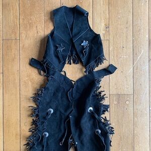 Cowboy Costume Leather Vest and Chaps Set size 5/6